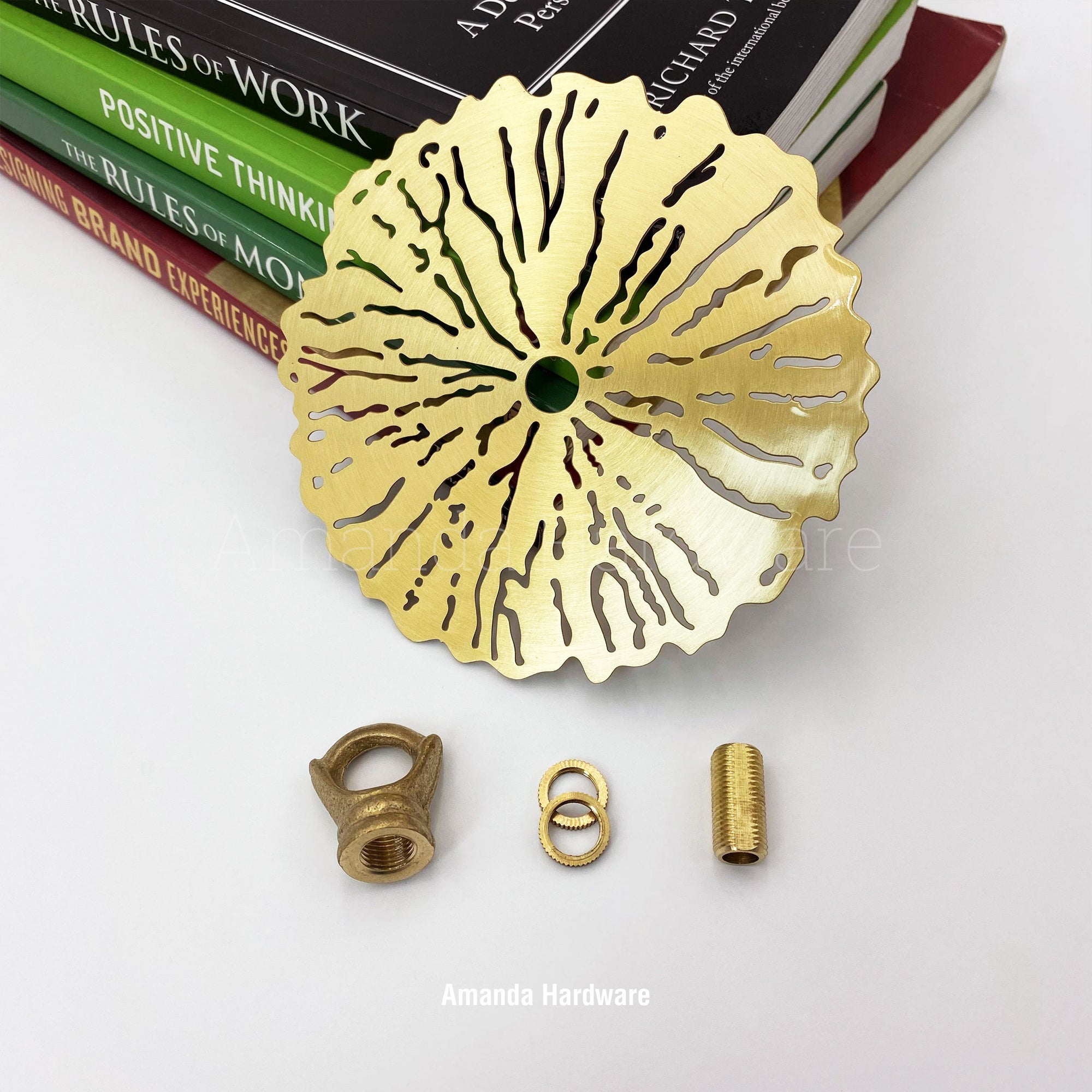 Brass Disc With Wiggle Lines Wind Chime Hanger Top - 4.33in
