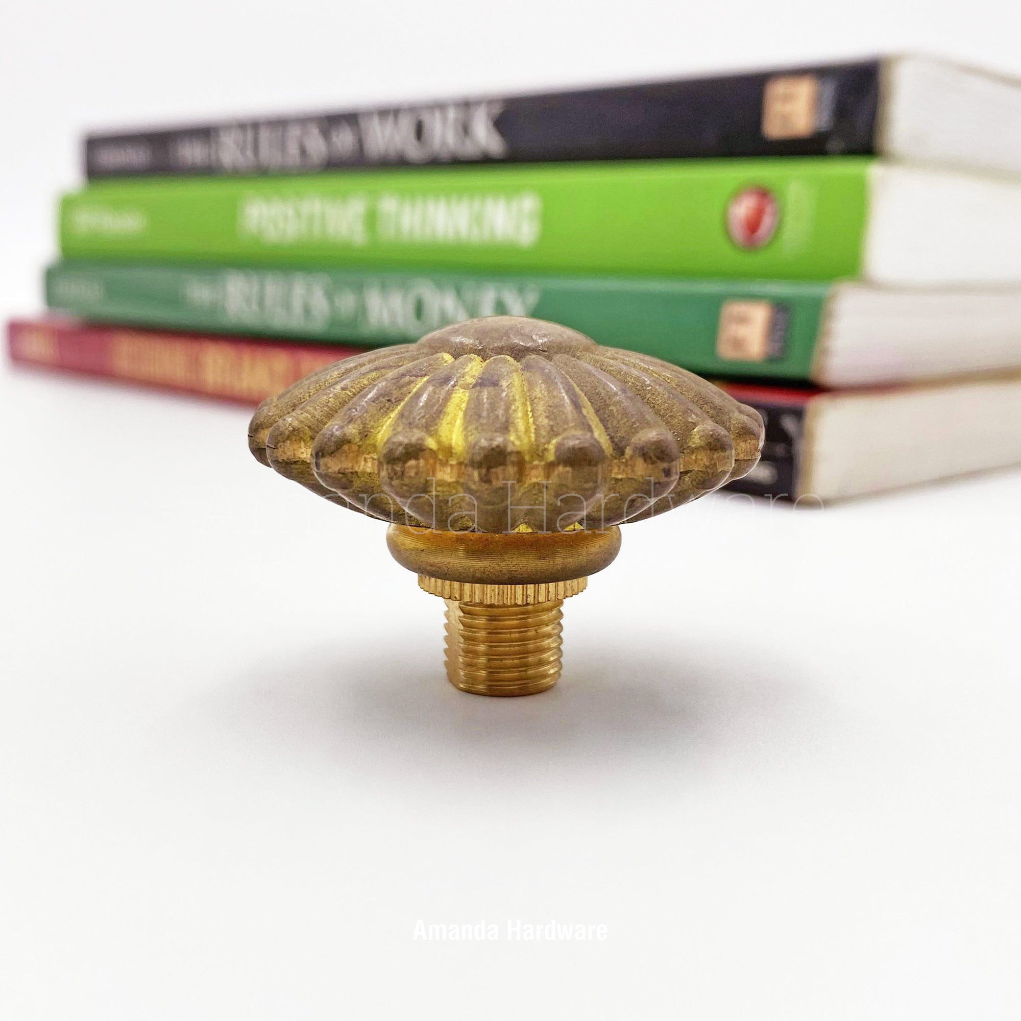 Brass Flat Flower Lamp Finial - 1.5in