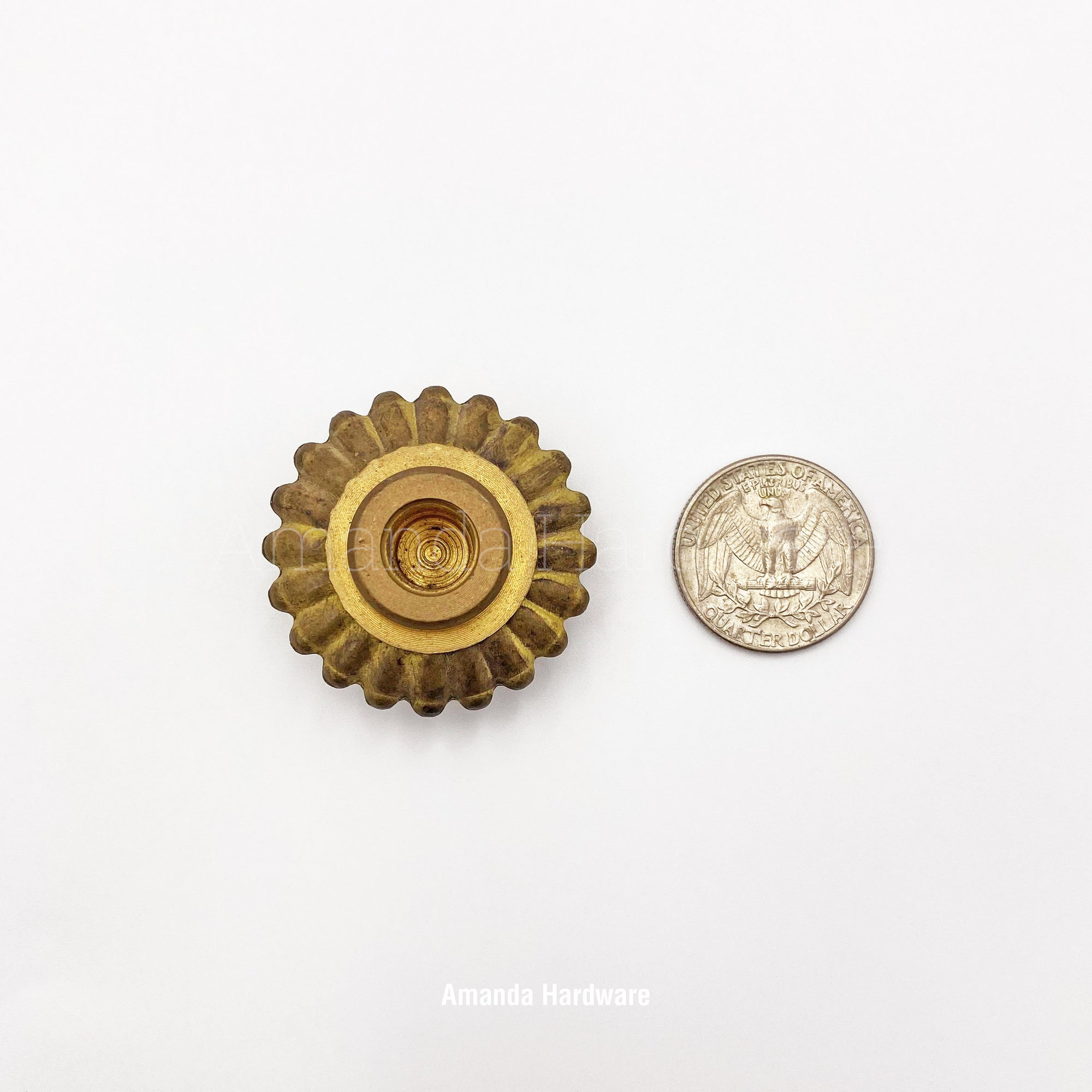 Brass Flat Flower Lamp Finial - 1.5in