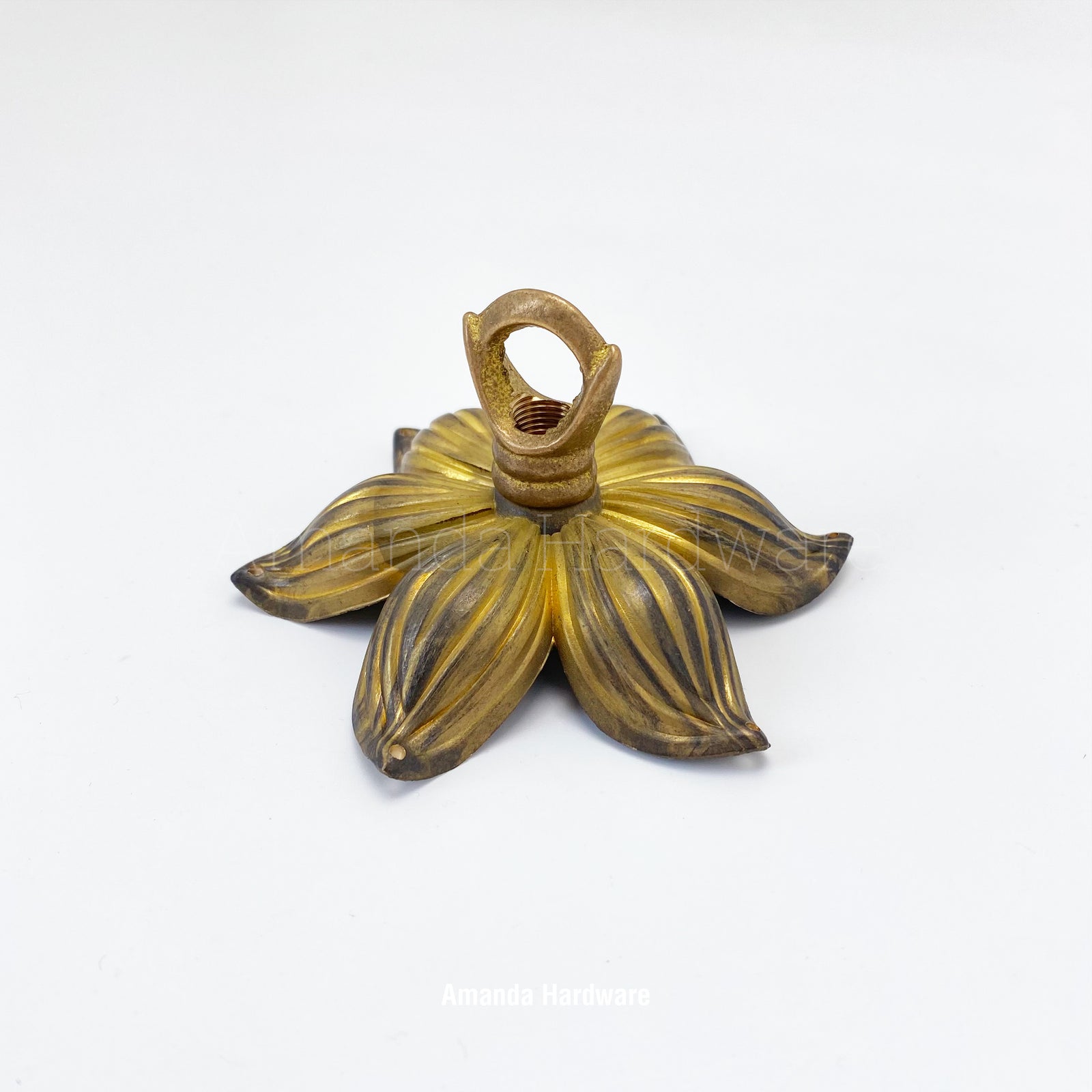 Brass Lotus Wind Chime Hanger Top - 3.7in
