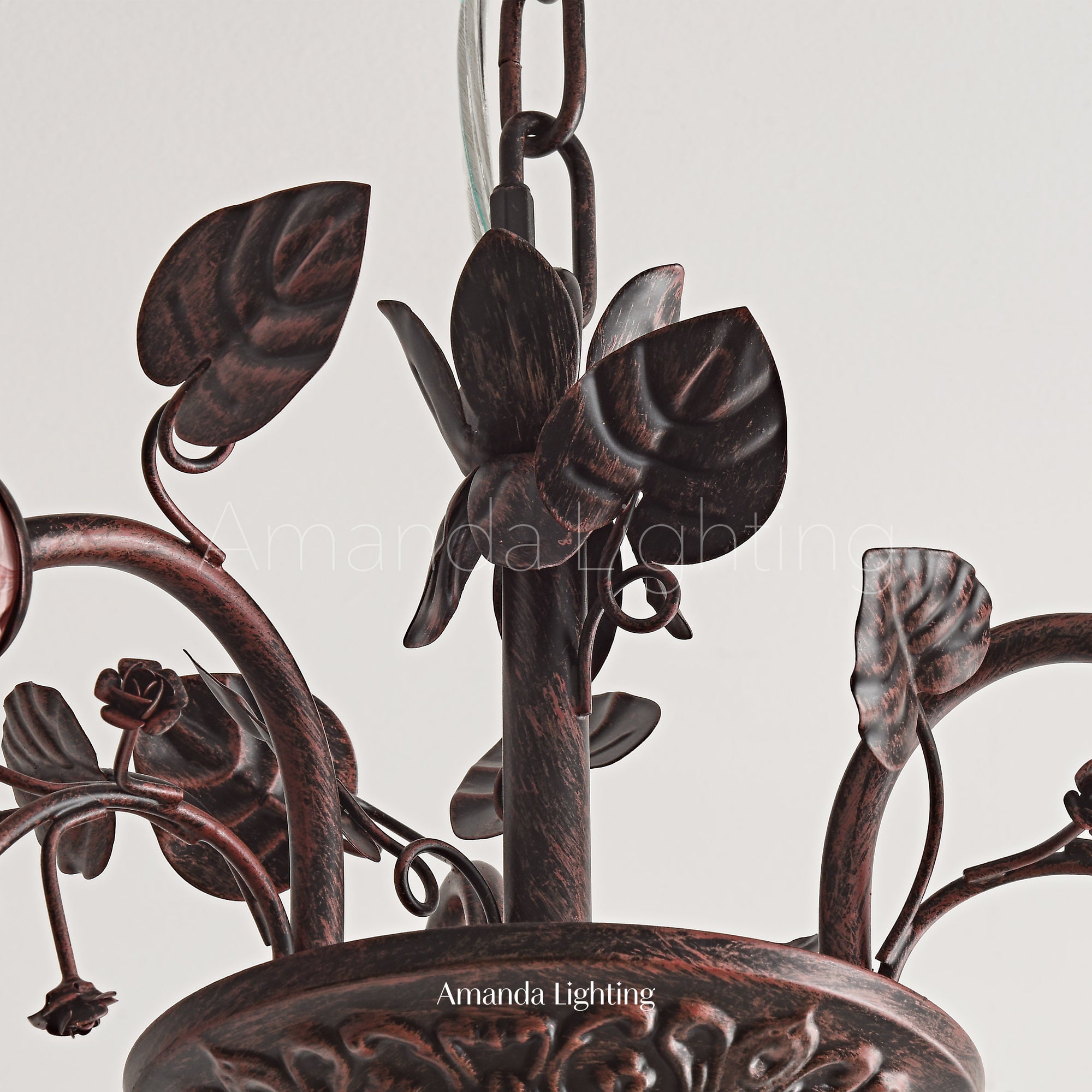 Floral Chandelier With White Tulip Lamp Shades - 3 Lights