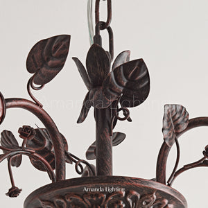 Floral Chandelier With White Tulip Lamp Shades - 3 Lights