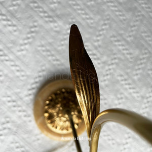 Floral Table Lamp With Pink Glass Lamp Shade For Bedroom